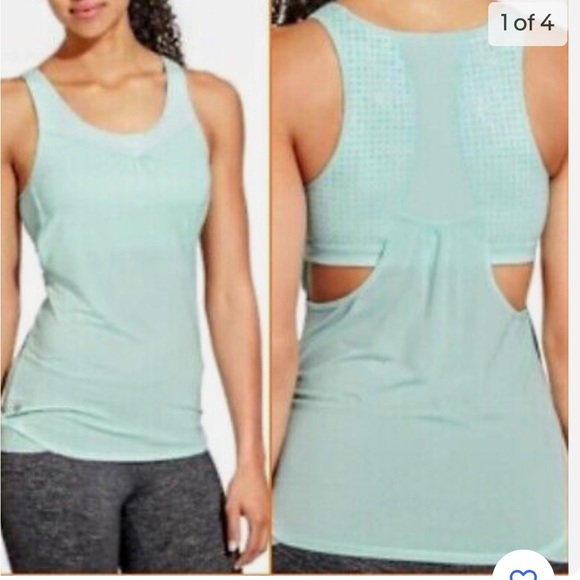 Athleta Mint Green 2 in 1 Gel Mesh Supercharged Tank Top M - Picture 1 of 10